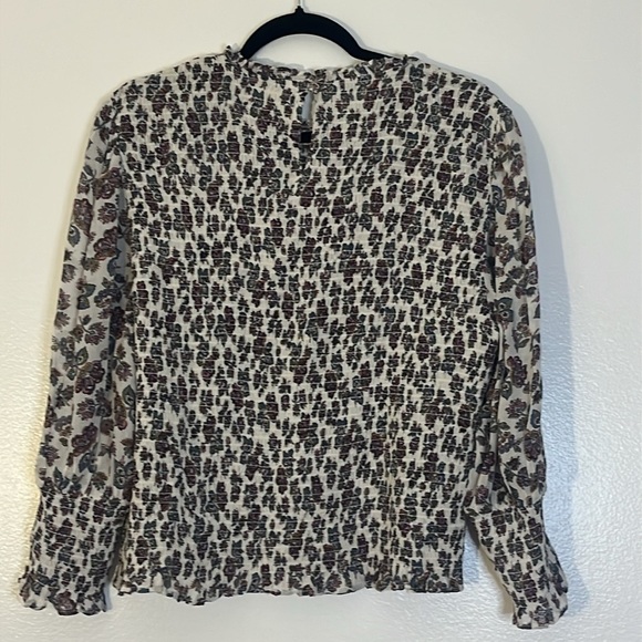 Veronica Beard | Kali smocked floral blouse top Women’s size 12 ruffle stretch - Picture 6 of 10